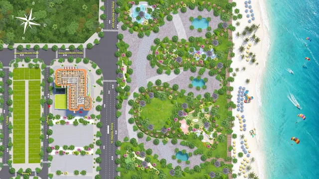 Mặt bằng tổng thể khu đất và phía biển (minh họa)